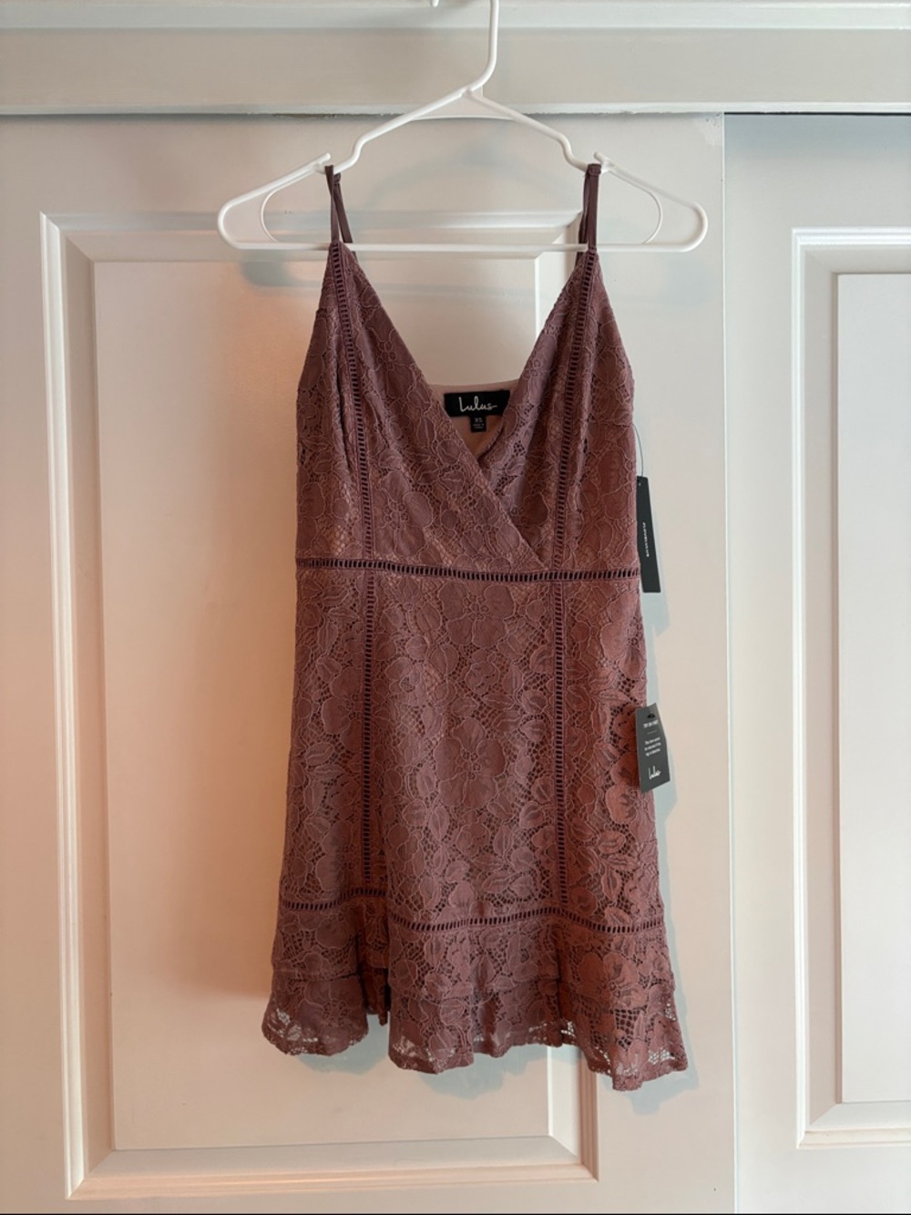 Lulu's Mauve Lace Mini Dress